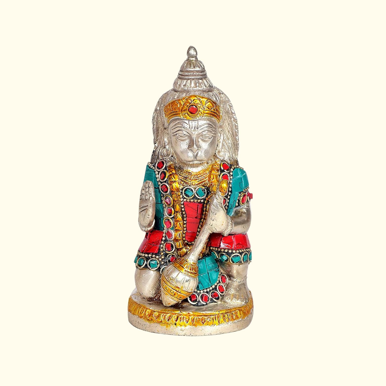 Pure Brass Hanuman Ji, Bala Ji Idol, Bajrang Bali Murti, Multicolor - 6 Inch
