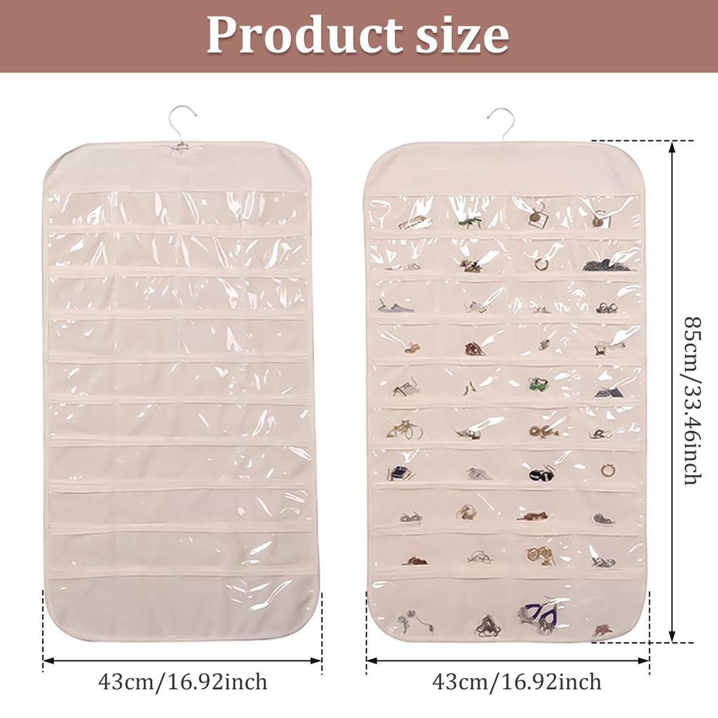 80 Fächer Doppelseitige Hängende Schmuckaufbewahrungstasche Klare Taschen Halskette Ohrringe Kleinkram Mitgliedskarten-Organizer