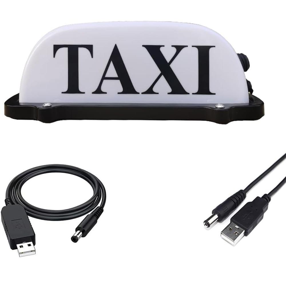 USB Rechargeable Battery Taxi Sign Light,Roof Taxi Sign with Magnetic Waterproof Taxi Cab Roof Top Illuminated Sign белый