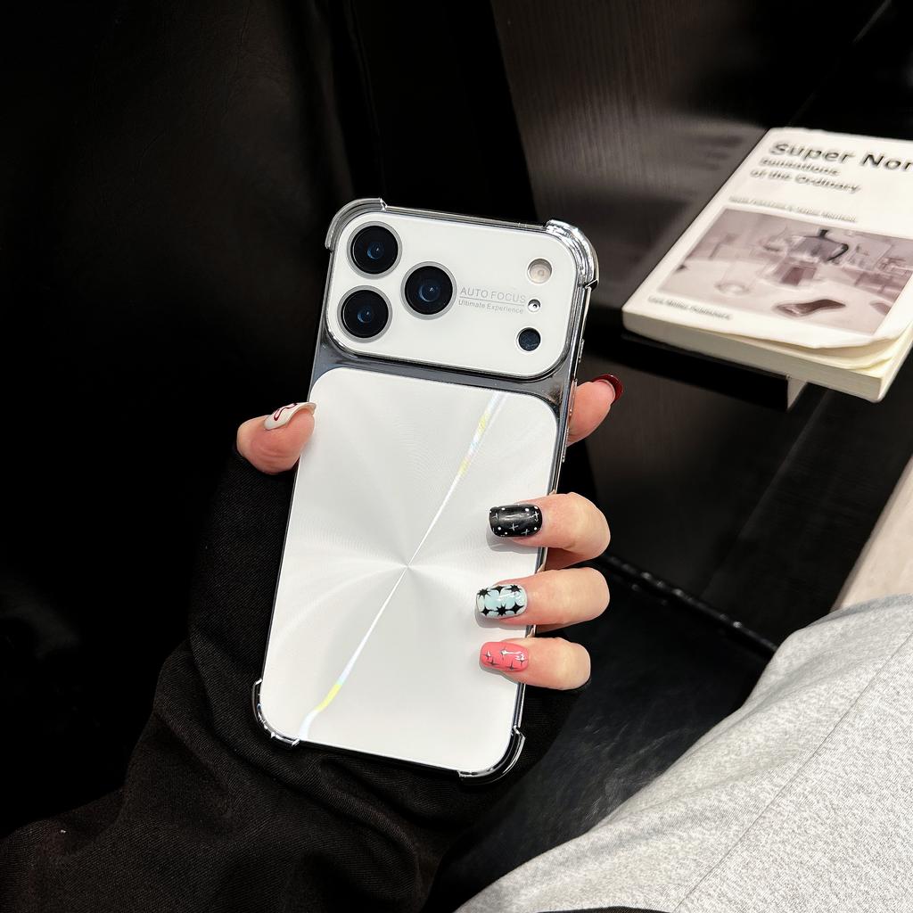 Luxury Plating CD Texture Laser Phone Case For iPhone 17 Air 16 15 14 13 Pro Max Plus Dazzle Aurora Armor Shockproof Hard Cover