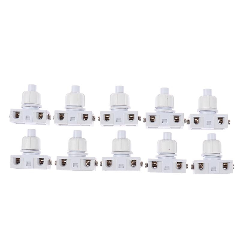 

10 шт. Електричні фітинги для ламп з гайкою, мікрорухомий маленький вимикач, кнопка вимикача білий