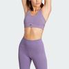 Adidas Solid Logo Strength Shape Yoga Pilates Sports Bra Women Sports Bra Dark-Gray Violet IJ5799