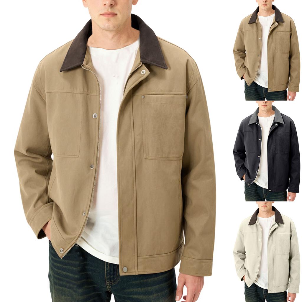 Men's  Outdoor  High Quality  Leisure  Loose  Flip Collar  Charge Ahead  Jacket  Coat