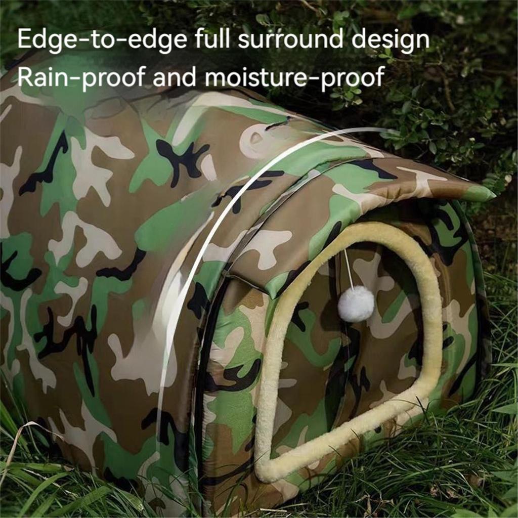 Winter insulated cat house with a door and curtain Outdoor Warming stray pets Shelter for Kitten Puppy Animal Sleeping Travel