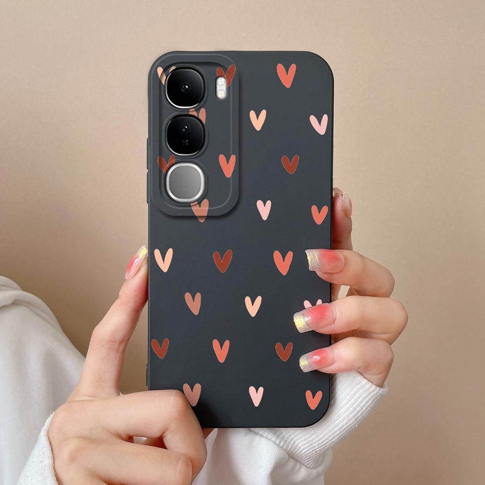 For Vivo V40 Lite V40SE Y200 Y300 Case Simple Heart Liquid Silicone Camera Protection Back Cover For Vivo V 40 Lite V40 SE Funda