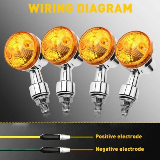 4Pcs Motorcycle Turn Signals Blinker Light Chrome For Amber Suzuki Kawasaki H1
