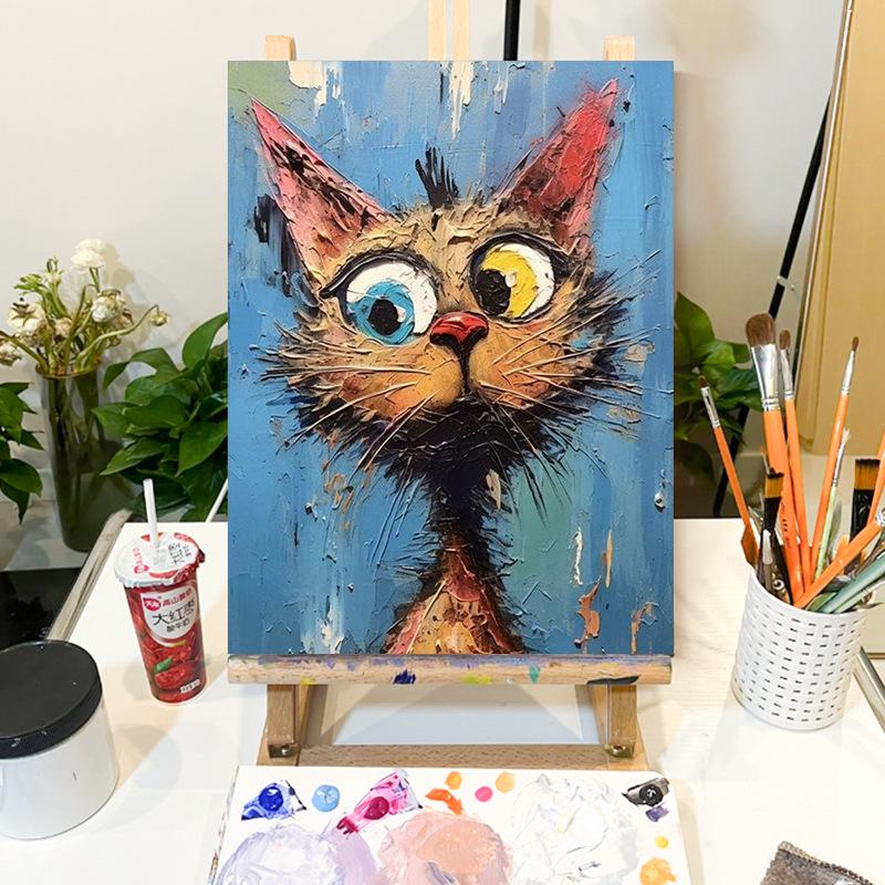 

Мультяшный котенок, ручная роспись, декоративная картина, без рамы 30x40 cm