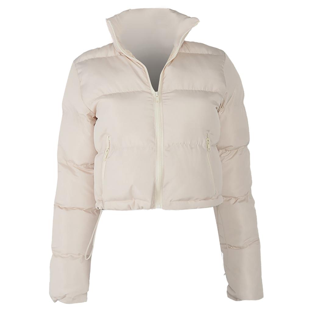 Fashion Women Solid Stand-up Collar Cardigan Down Jacket Outerwear Padded Coat