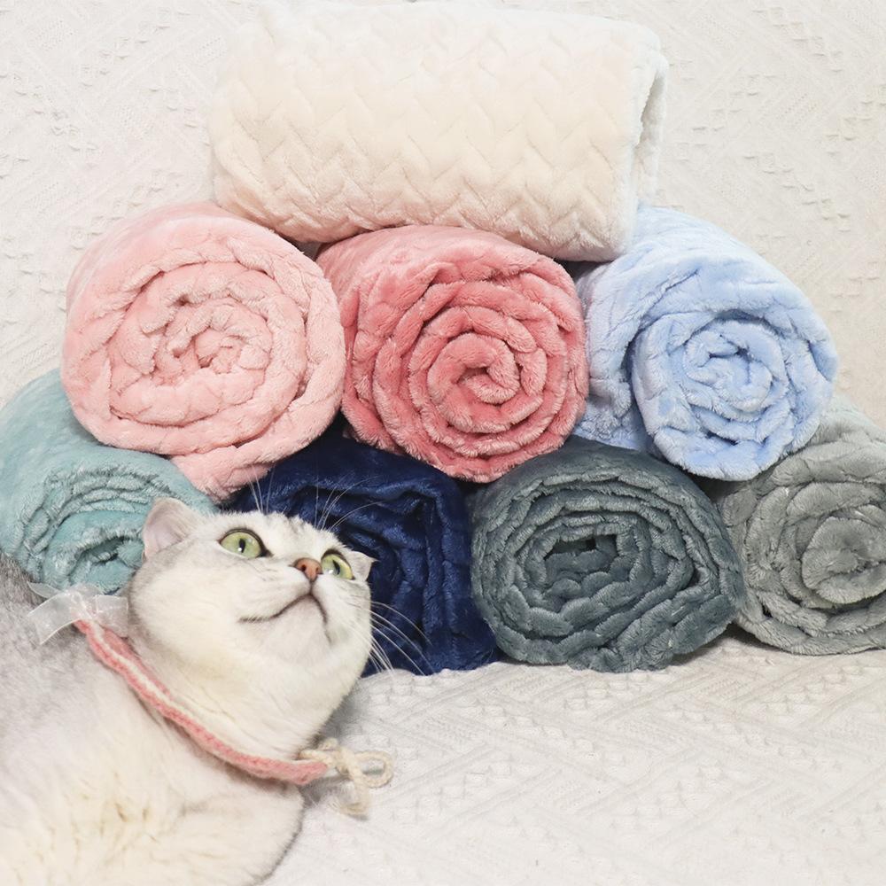 Wheat Fringe Fleece Small Blanket Pet Blanket Cat Cover Blanket Nest Cushion Dog Warm Cover Blanket Coral Fleece Blanket Thickened Blanket