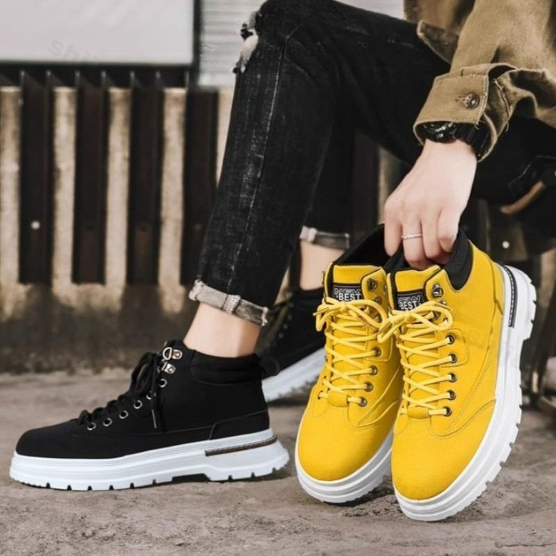 Moda 2025 Jesień Niszowy Design Męski Trend Mody Gruba Podeszwa Buty High Top Wszechstronne Wygodne Antypoślizgowe Casualowe Krótkie Buty Chunky