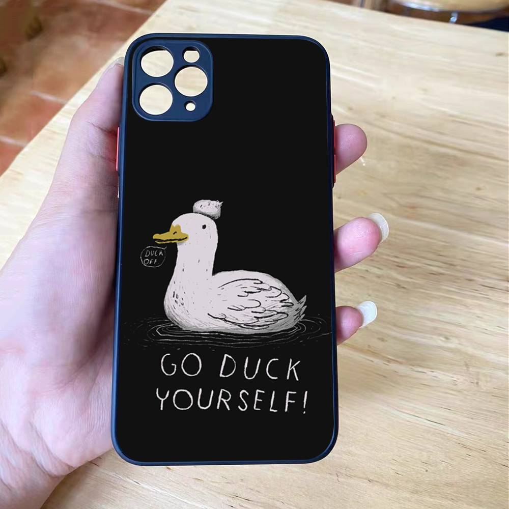 Cartoon Funny Duck Shockproof Matte Phone Case For IPhone 16 15 14 13 12 11 Pro Max X XS MAX Mini