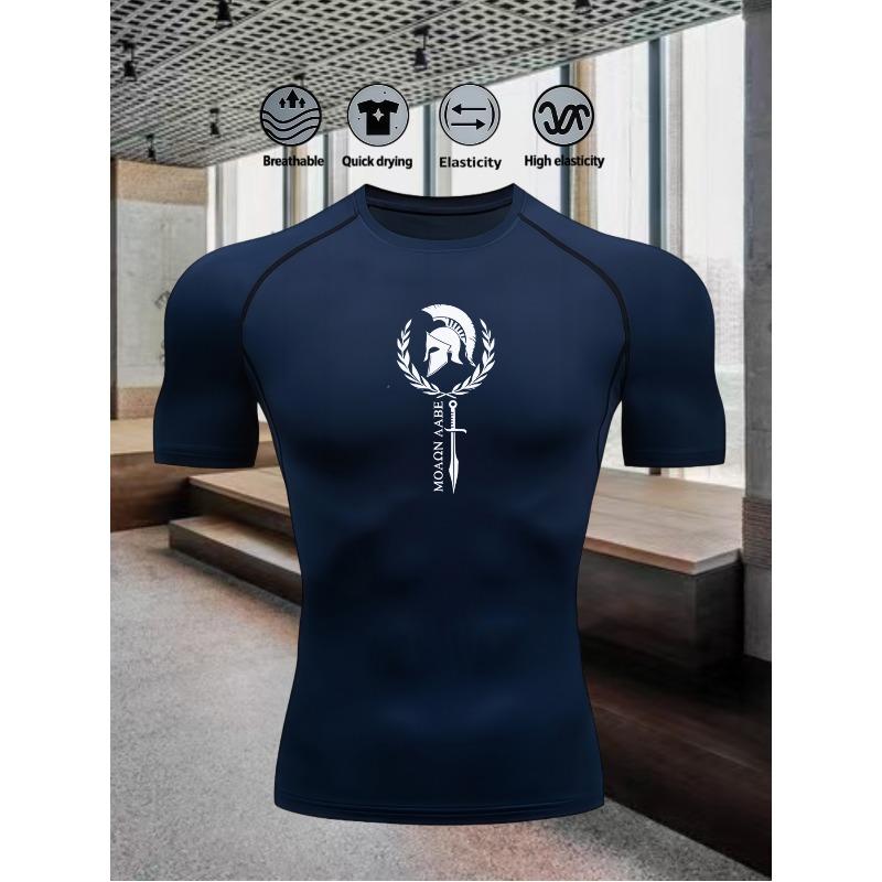 Men's Short Sleeve Compression T-Shirt Breathable Elastic Ancient Greek/Strength Training Style Top Strength Training Style