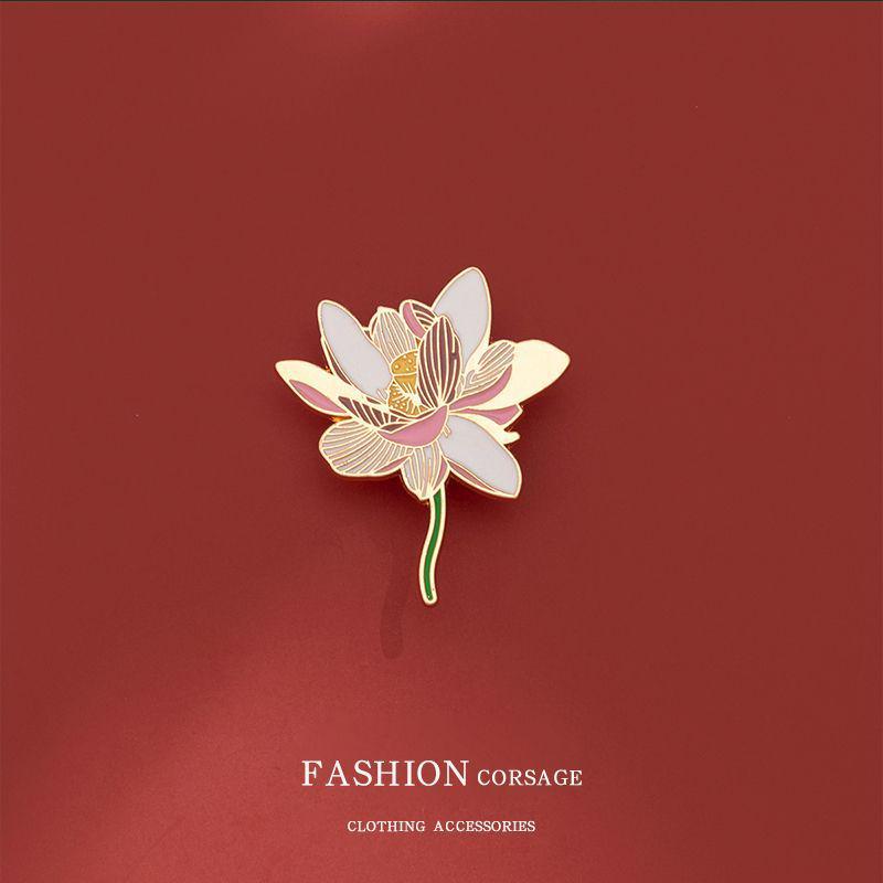 Women's Chinese Style Crane Enamel Brooch Pin for Hanfu Clothing