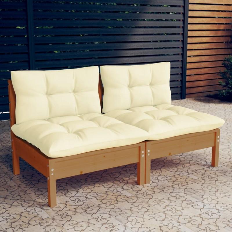 Day and Night - Day and Night 2-seater Garden Sofa with Solid Cream Pine Wood Cushions
