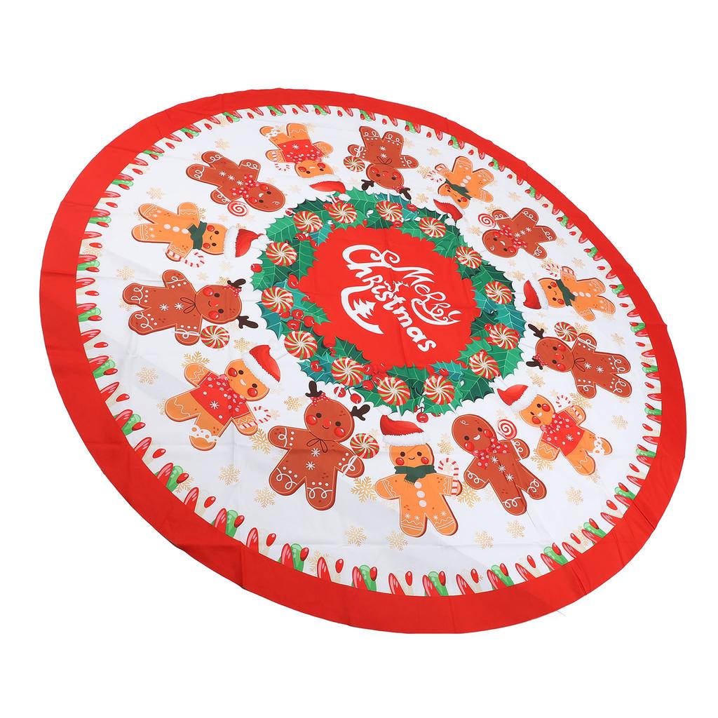 Xmas Tablecloth 60 Inch Round Polyester Anti Fading Tear Resistant Washable Holiday Table Cloth