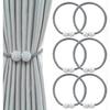 6 Pack Magnetic Curtain TieBacks, Curtain Clip Cord Buckle, Curtain Drape Holdbacks for Home Office Window, Decorative Weave Rope Holder, Grey
