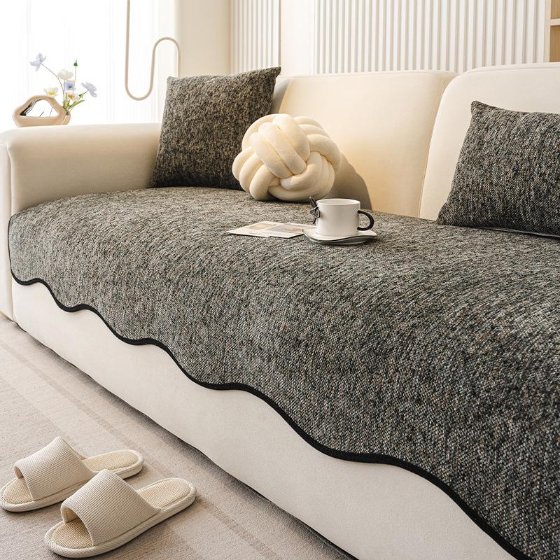 Special-shaped Chenille Sofa Cushion 2025 Four Seasons New Fixed Non-slip Seat Cushion Advanced Sense Straight Row One-piece Cover