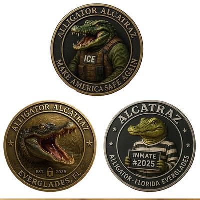 Alligator Alcatraz Collectible Coin Novelty 2025 Alligator Alcatraz Merch Alligator Alcatraz Challenge Coin Gifts Decorative