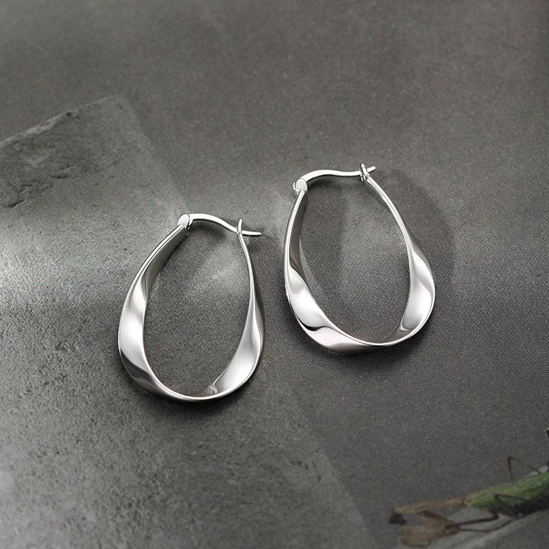 Silver Needle Mobius Geometric Hoop Earrings For Women серебряный