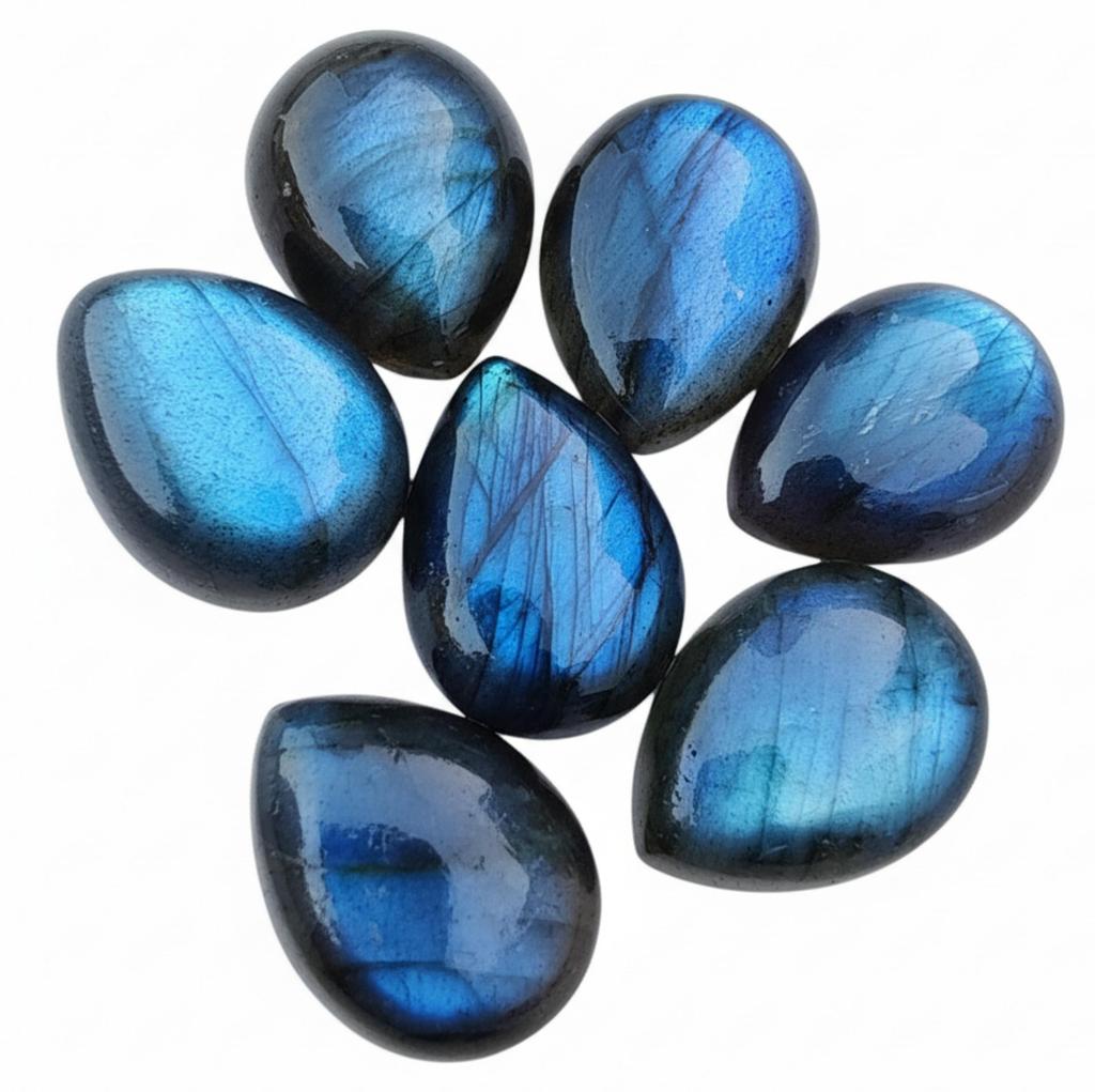 Natural Blue Flash Labradorite Pear Shape Cabochon Gemstone AAA Quality All Sizes