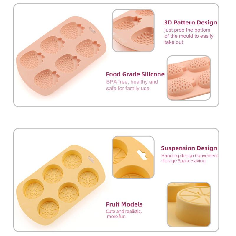 Watermelon Strawberry Lemon Shaped Silicone Mold DIY Flexible Easy Release Fondant Chocolate Gummy Pudding Molds