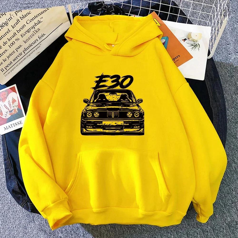 E30 Auto Muster Herren Kapuzenpullover Unisex Warmer Pullover Hip Hop Druck Cartoon Tasche Street Hoodies Y2K Freizeitkleidung