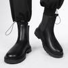 Fashion Chelsea Boots Men's Casual Leather Biker Boot High Top Slip-on Popular Trendy All-match Street Fashion Waterproof Anti-wear Shoe