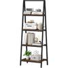YIJIALEA Ladder Shelf, 4-Tier Leaning Ladder Bookshelf, Rustic and Wood Ladder Shelf Bookcase, Industrial Ladder Shelf Storage Rack for Home Office,