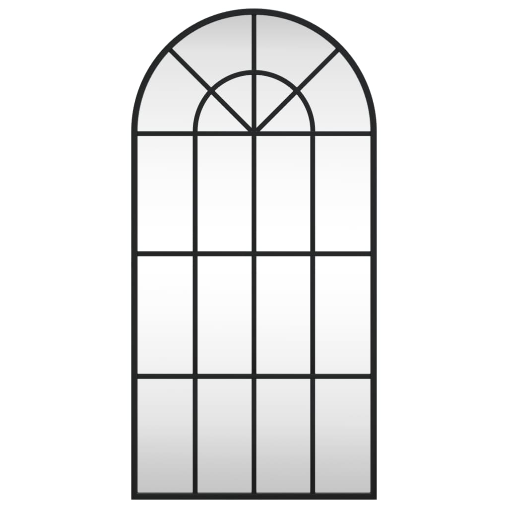 Wall Mirror Black 40x80 cm Curved Iron
