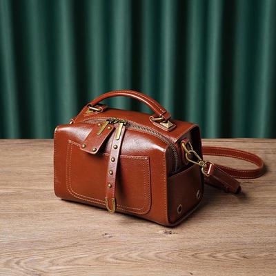 Retro Japanese-Korean Genuine Cowhide Pillow Bag - Ladies' Leather Shoulder & Messenger Bag