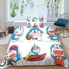 Utsøkt 3D Tegneserie Katt Bakgrunn D-Doraemon Trykk Sengetøy Sett Dynetrekk Dyne Seng Ungdom Barn Jenter Gutter Gave