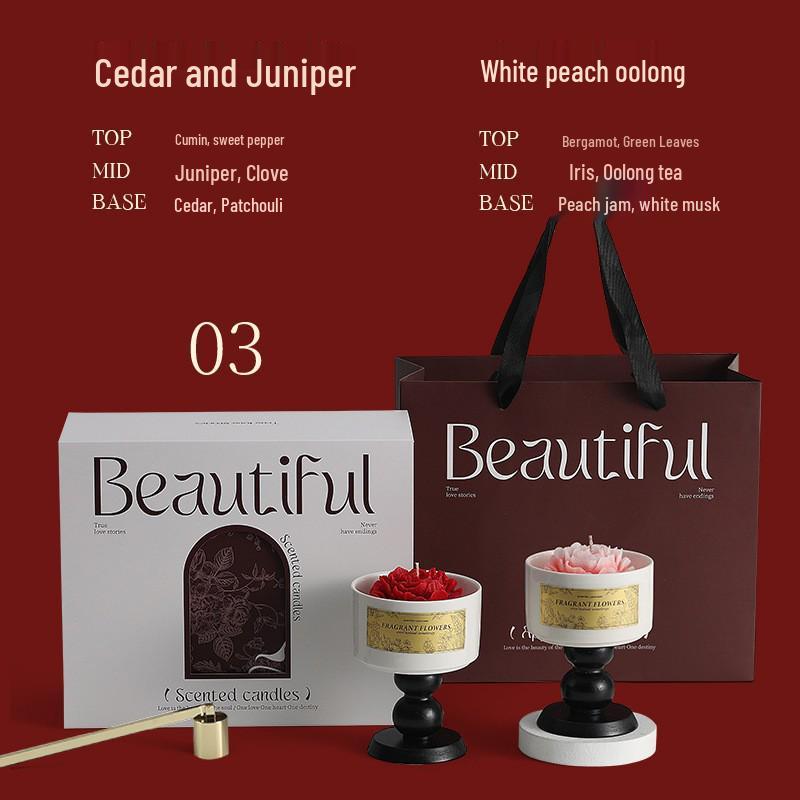 Camellia Scented Soy Candle Gift Box - Long-Lasting Fragrance for Weddings, Birthdays, and Parties Exquisite High-End Gift Box