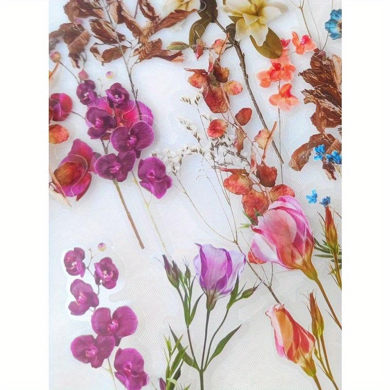 40sheets/Pack Vintage Flower Plants Notebook Decorative Stickers PET Decorative Stickers For Scrapbooking Label Diary Stationery Album Telephone