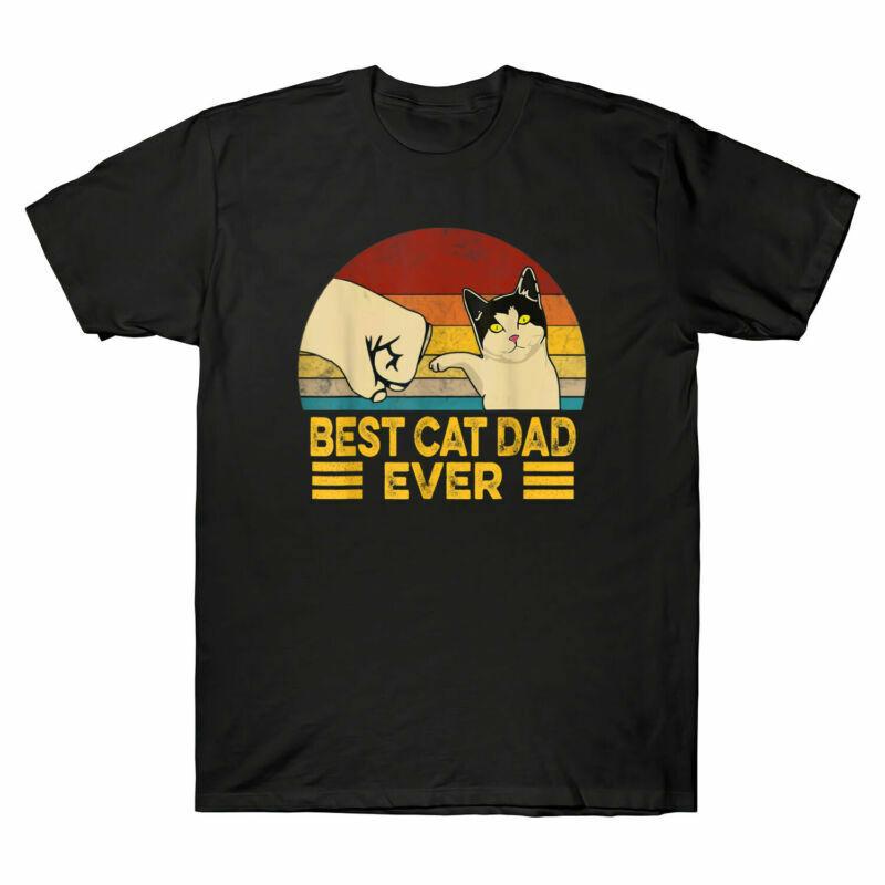 Best Cat Dad Ever Vintage Men039;s T-Shirt Funny Cat Daddy Father Day T-Shirt Tee Unisex T-Shirt XXXXL