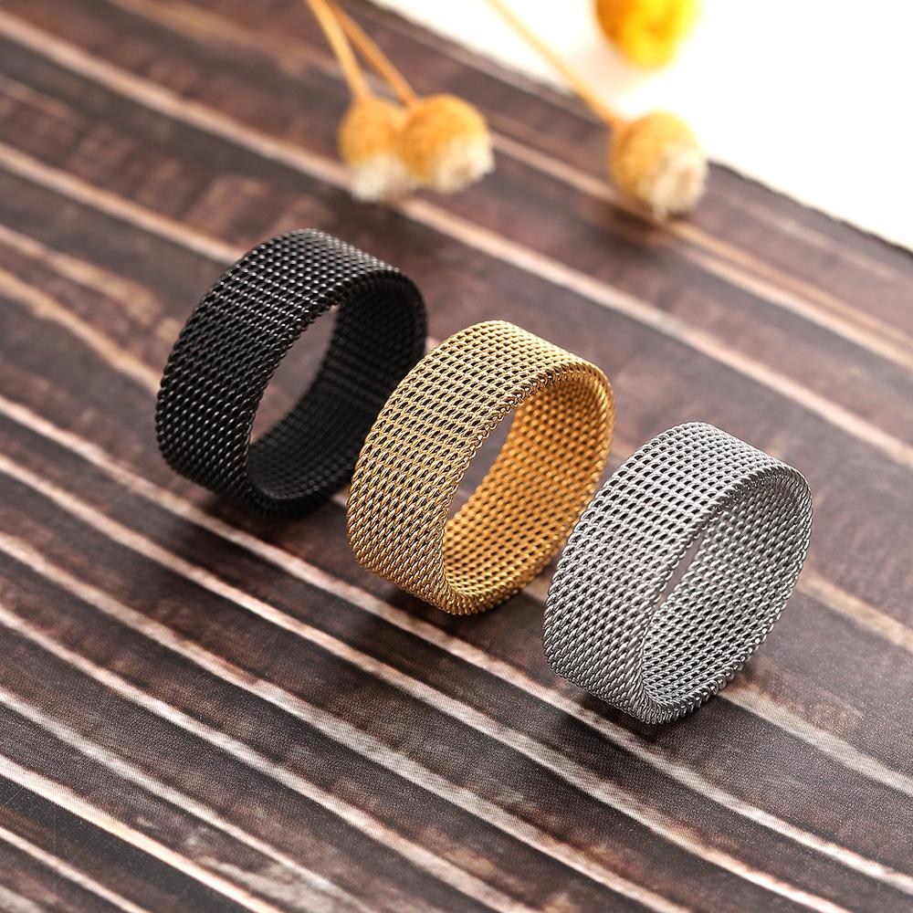 Huitan Luxury Fashion Ring Titanium Couple Ring Mesh Accessories Women's and Men's Jewelry Wedding Gift