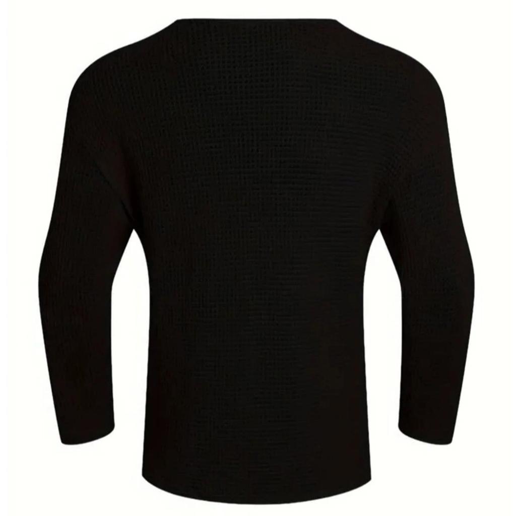 Men's Casual Loose Knitted Pullover Hollow-out Long-sleeves Sweater