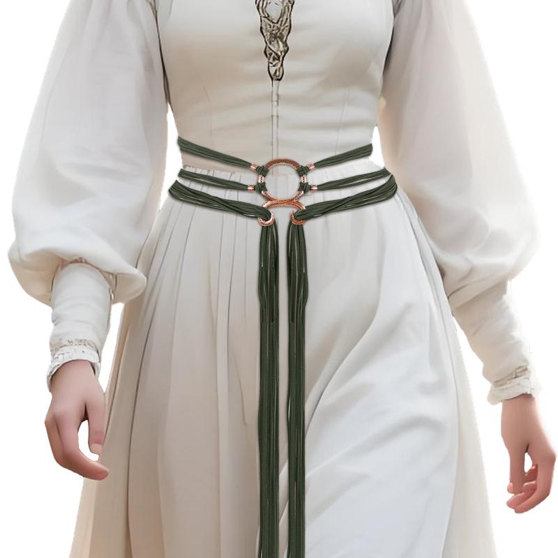Medieval Long Rope Ring Knotted Belt For Women, Norse Witch Waist Knotted Rope Belt, Viking Renaissance Costume Accessories