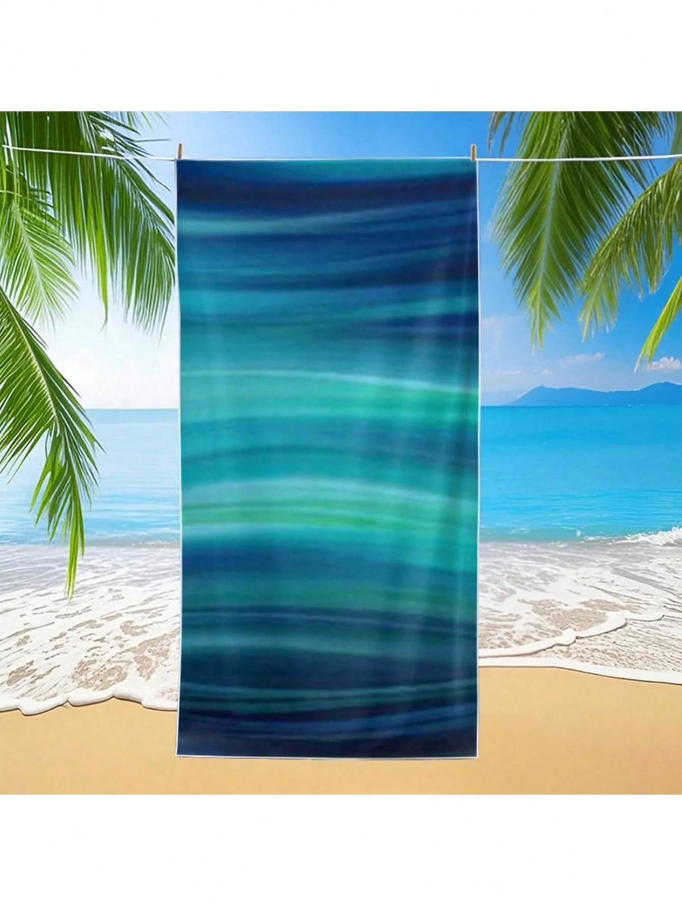 

Green wave printed beach towel, ultra-fine fiber, fast drying, high water absorption - beach, swim pool, travel choice-sea towel W40*H60(CM)