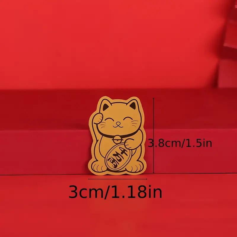 10pcs Golden Lucky Cat Stickers with Glitter. Reusable Decals for Phone, Laptop as New Year Gift. Festive & Shiny Design.