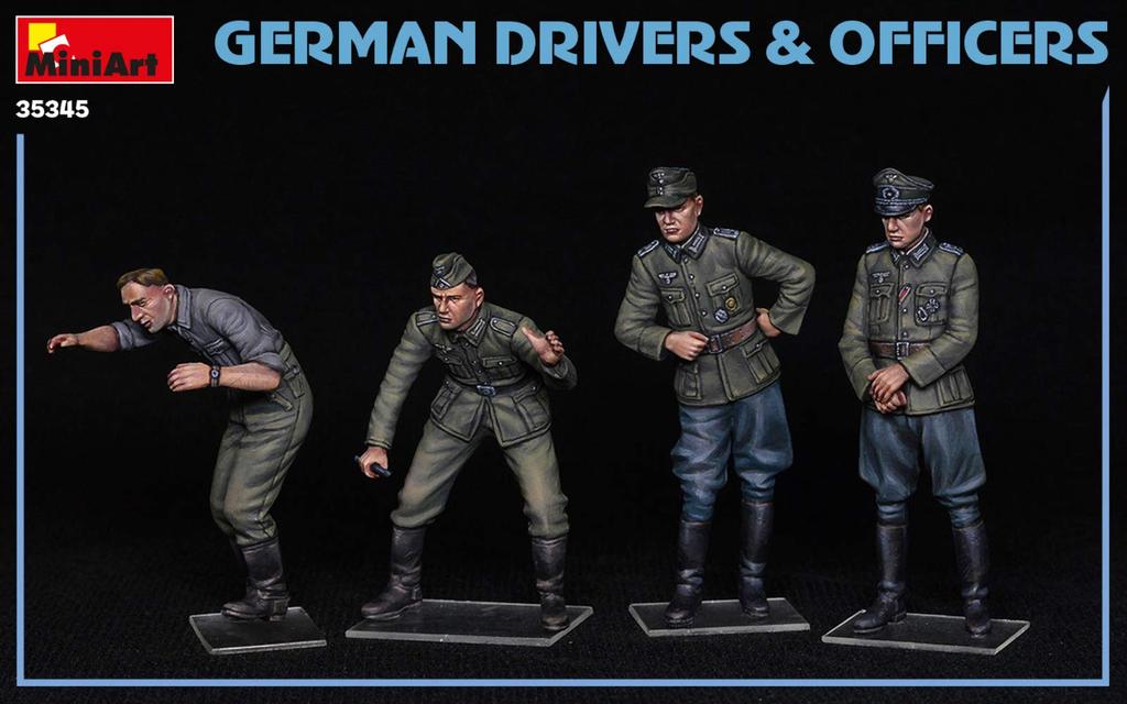 MiniArt Scale German Soldier Driver Officer Set Plastic Model Kit MA35345 1/35 & (4 Figures)