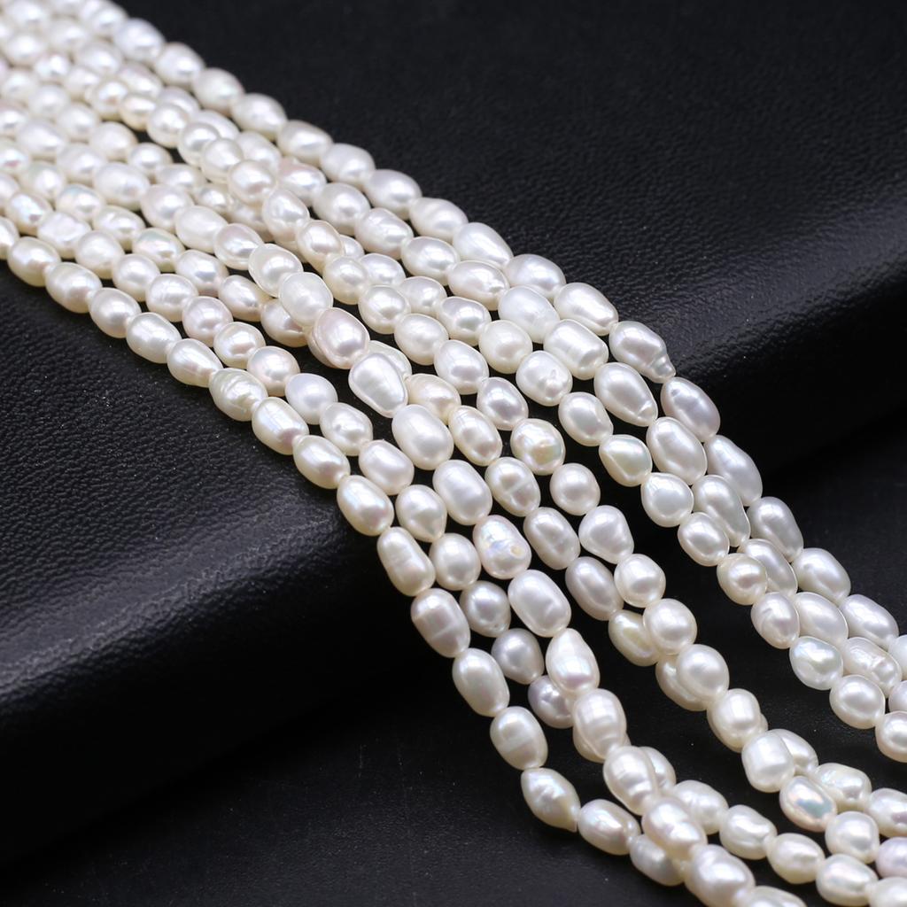 1String, Luxury Natural Freshwater Pearls, 3-4mm, White Rice-Shaped Pearl Beads for Jewelry Making DIY Crafts, Wedding Gift for Women, 36cm