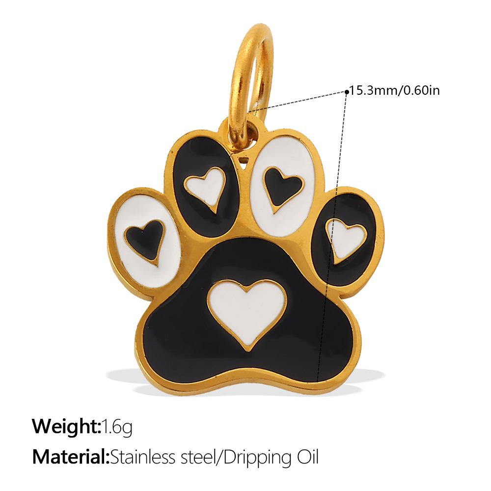  2Pcs Cartoon DIY Stainless Steel Drip Dog Paw Print Pendant Handmade Accessory Jewelry Gold Plated Charm Wholesale