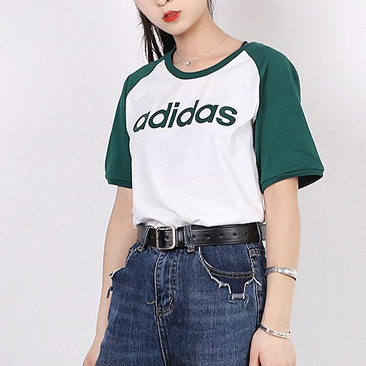 Adidas Neo Logo Print Casual Sports Round Neck Short Sleeve T-Shirt Women Tops Green GL1177