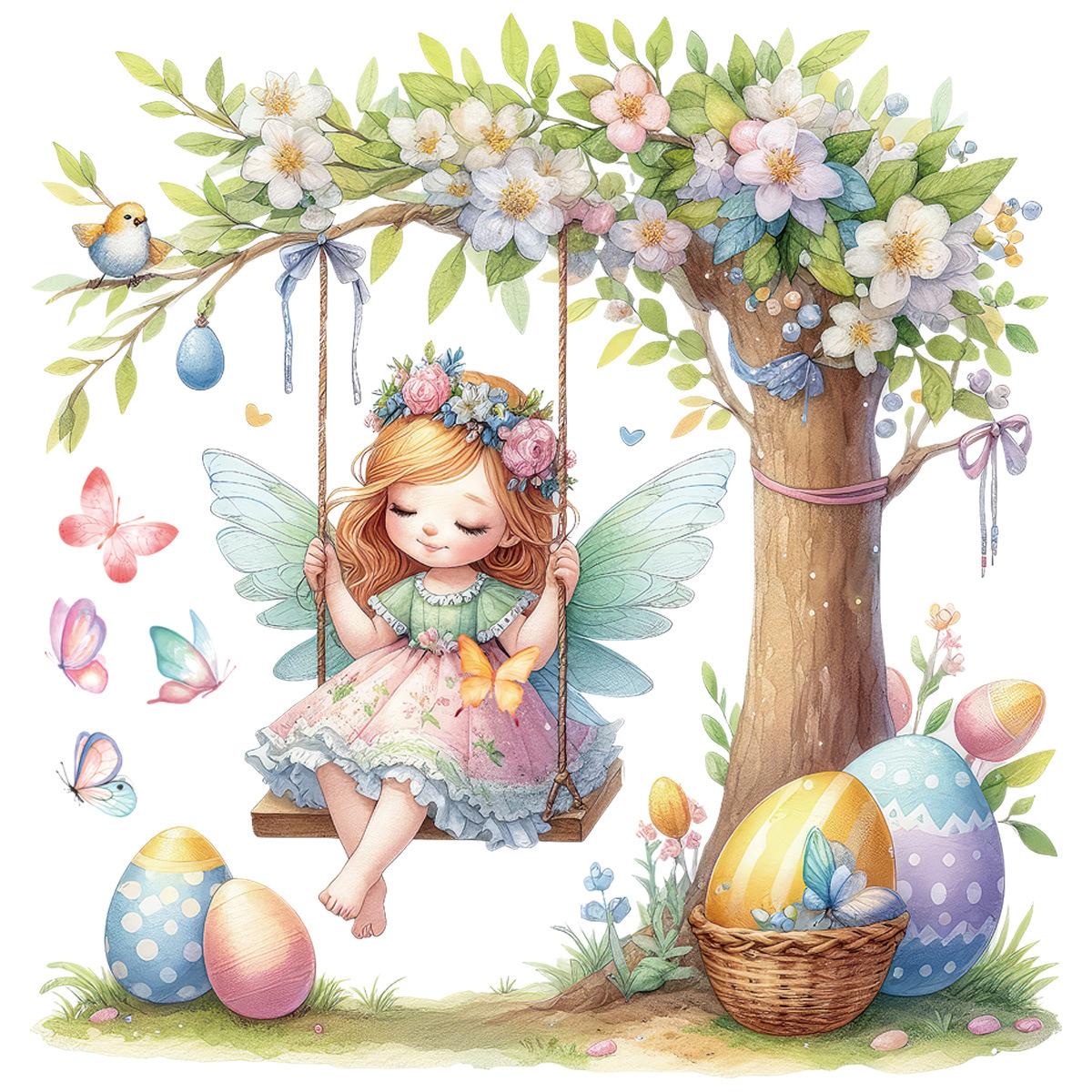 

Великодні Весняні Феї Настінні Наклейки Віконні Наклейки для Кімнати Дівчинки Спальні Вітальні Дитячого Садка Фоновий Декор 2026 30cmx60cm*2 різнокольоровий