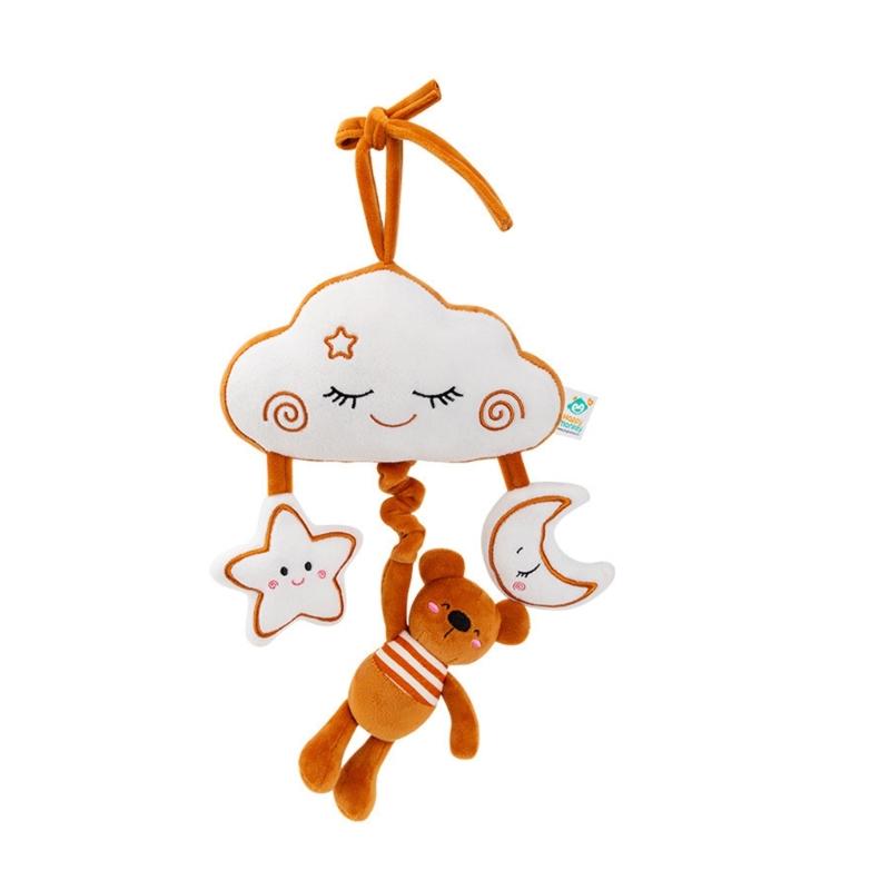 Interactive Baby Stroller Hanger Pull String Mobile Toy with Contrast Color Plush Animal Enhances Early Motor Skill