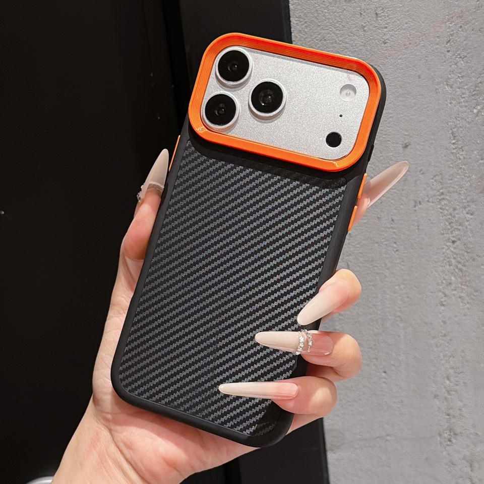 Carbon Fiber Luxury Phone Case for IPhone 18 Pro Max 11 12 13 14 15 16 17 Pro Max 16 Plus Silicone Shockproof Protector Cover