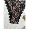 Set Bikini a Triangolo in Pizzo Floreale Nero con Bordi a Festone Costume da Bagno Due Pezzi con Ciondolo