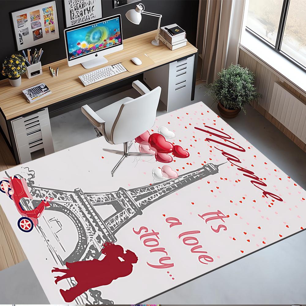 Custom Name Paris the Eiffel Tower Printed Carpet,Rug for Office Chair Living Room Bedroom Kitchen Room Decor Gifts.