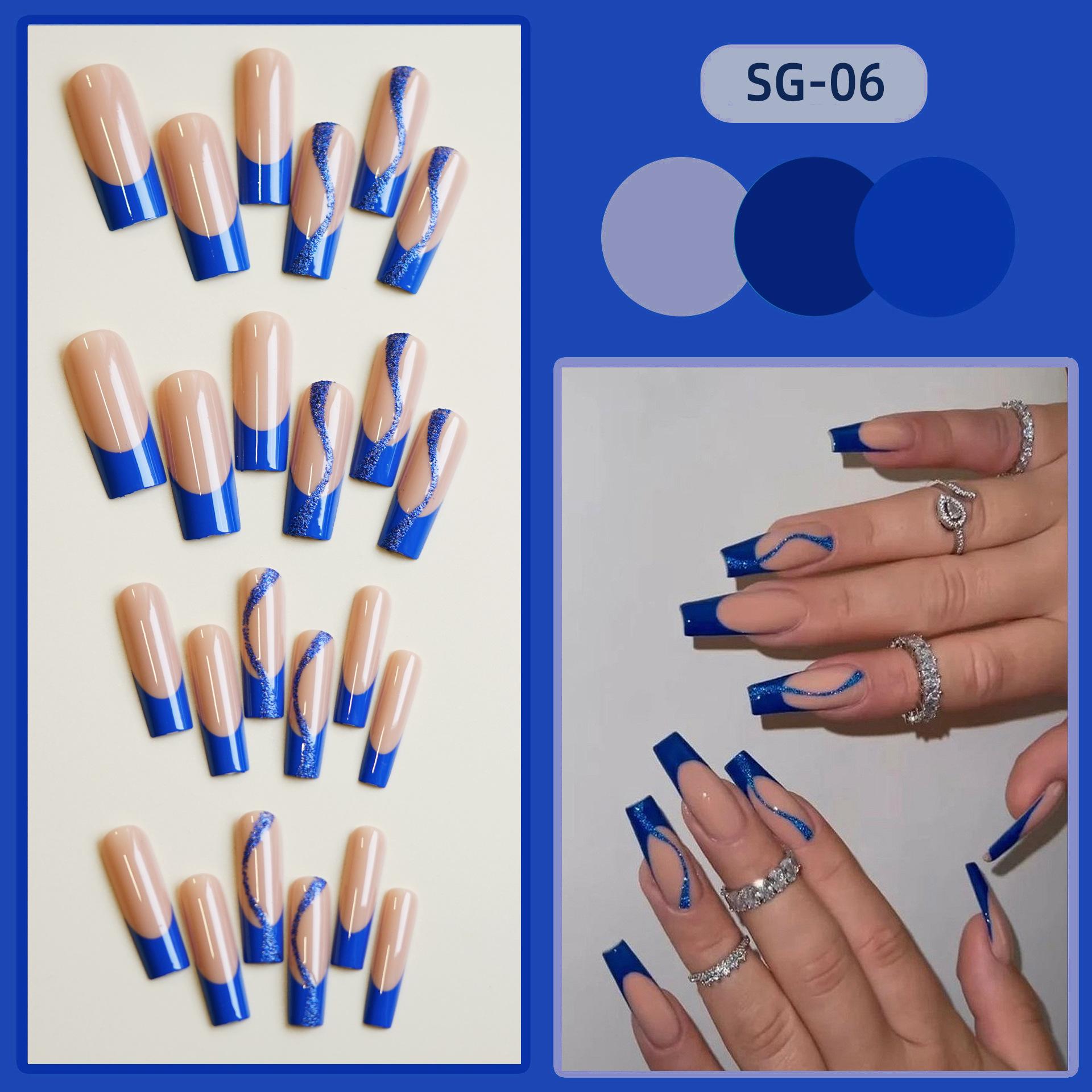 

24 шт./компл. быстрые ногти, блестящие ряби, маникюр, блестящие длинные балетные накладные ногти, водонепроницаемые носимые готовые наклейки для ногтей 24pcs/set