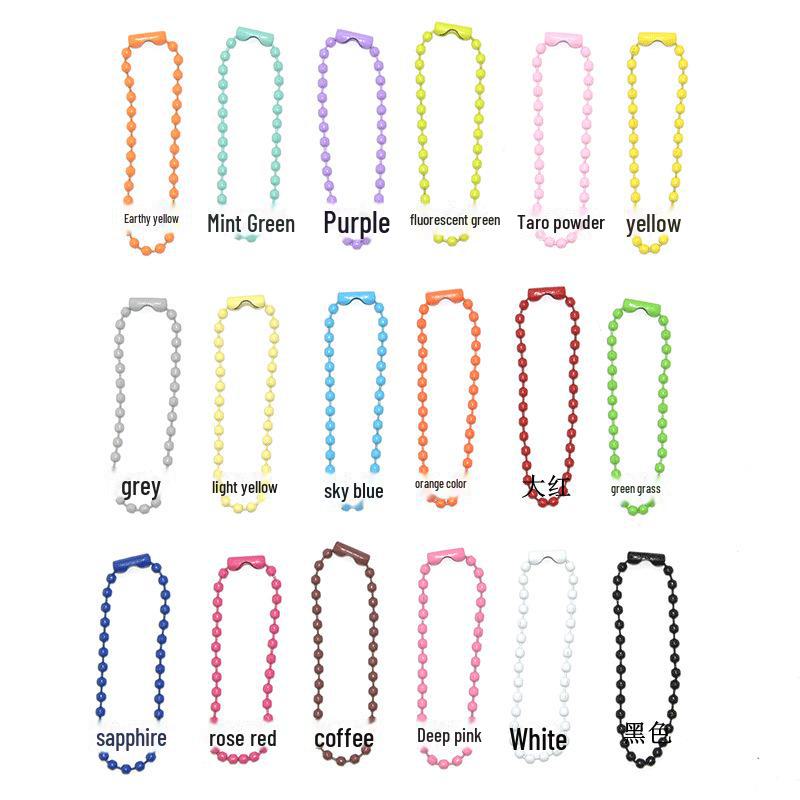 2.4mm Colorful Bead Chain for DIY Jewelry – Painted Iron Wave Chain with Buckle Pendant Connector
